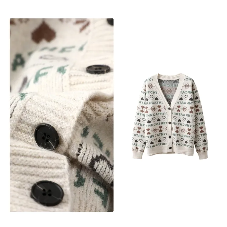 现货！门店24&9！大V领开衫~软糯舒适百搭女式针织衫H00602