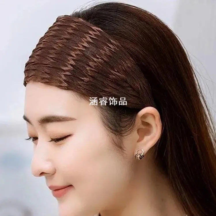波纹网纱遮白发头饰遮盖神器头箍压发发带春秋洋气时尚宽边发箍女
