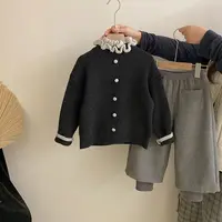 【安安家】女童韩版冬季新款拼接花边领套头毛衣洋气中小童Z-KYM03