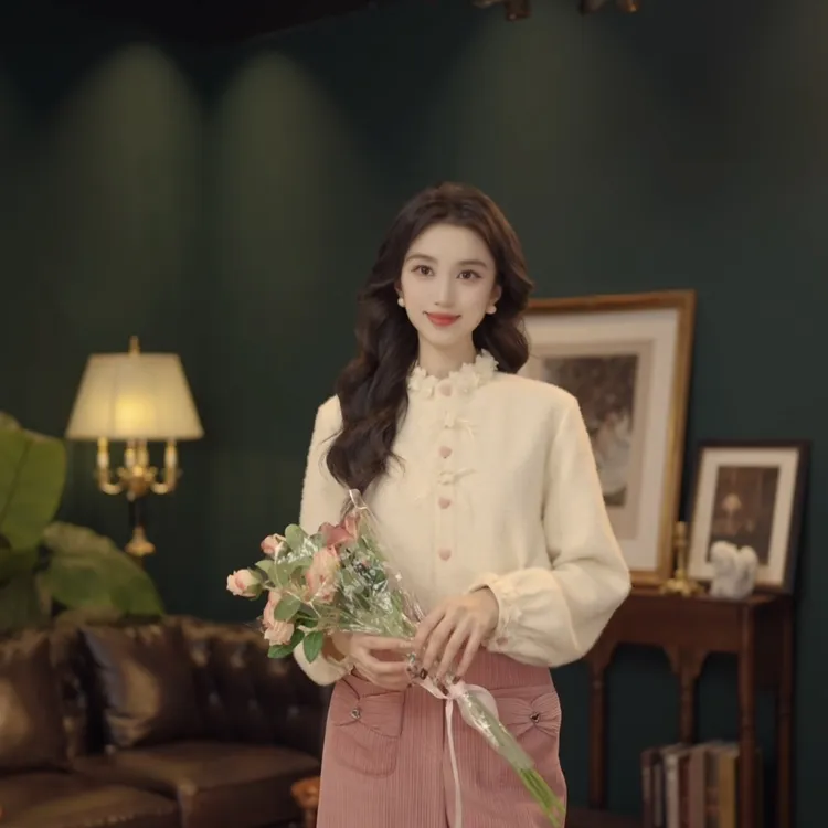 琦琦【芝心卡龙】复古港风秋冬厚款休闲百搭衬衫上衣 YL5273330