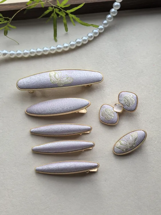 非遗东方美学手工宋锦发夹气质复古时尚发饰姑胥铃兰花香芋紫