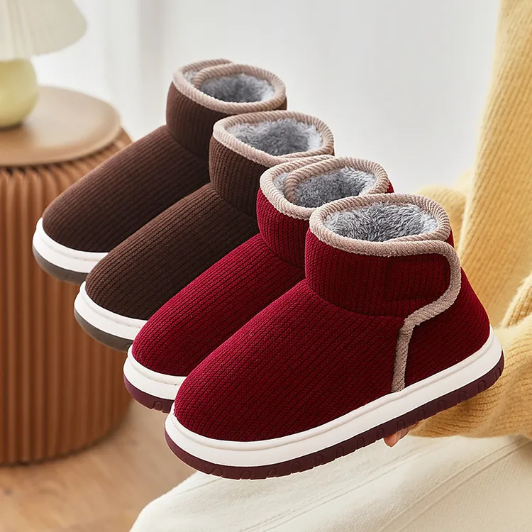 冬季中老年人保暖防滑厚底居家外穿包跟棉拖鞋高帮家加厚老人棉鞋