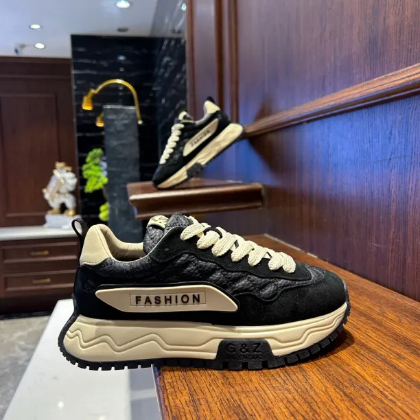 【文麒潮鞋】秋冬新款男鞋皮面欧洲站轻奢厚底简约百搭时尚男休闲鞋