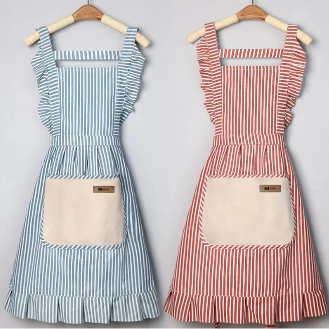 旱龙简约家用厨房做饭围裙棉麻显瘦防污居家好物工作服洋气可爱