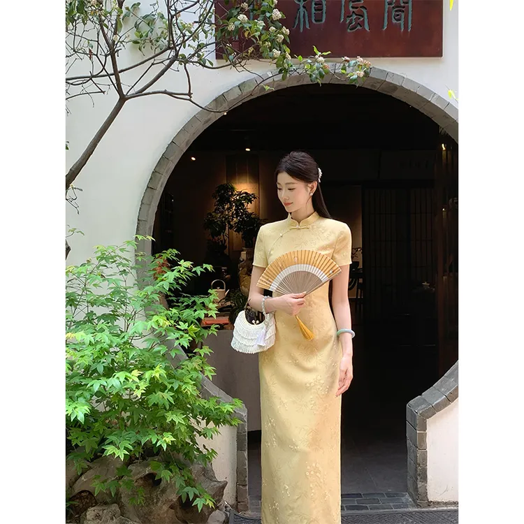 新中式国风EIA一尧【袅袅江南】复古温婉旗袍连衣裙女夏气质长裙