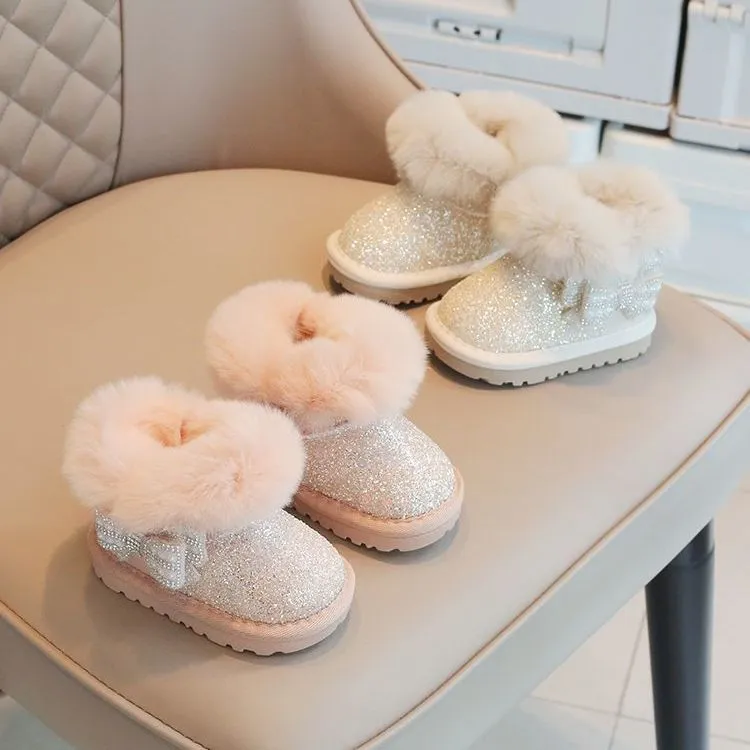 16-28码女宝宝雪地靴冬款冬季加绒加厚保暖女童幼儿学步鞋大棉鞋