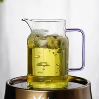 高硼硅玻璃新款大容量一体月牙杯紫色把手分茶器茶海