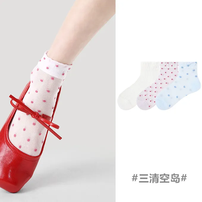 短袜子女花边波点夏季日系甜美风超薄透气日系网眼袜吸汗薄款女袜