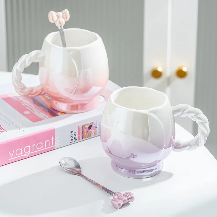 花朵马克杯高颜值陶瓷杯子家用咖啡早餐杯水杯女生日礼物伴手礼