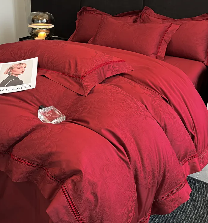 高档100支结婚四件套2025新款大红色喜被婚嫁被套婚庆婚床上用品4