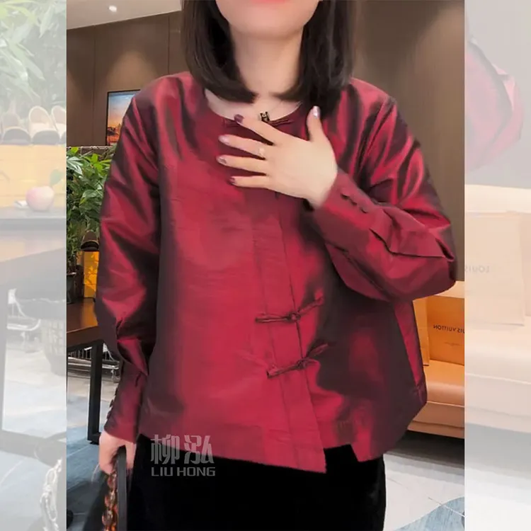 新中式国风圆领盘扣精致宽松显瘦遮肉上衣女2025秋季新款复古小褂