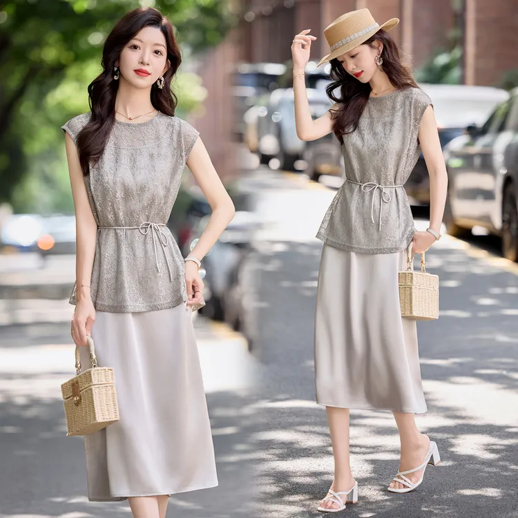 韩系气质罩衫吊带裙套装女2025年夏季新款高级感气质连衣裙两件套