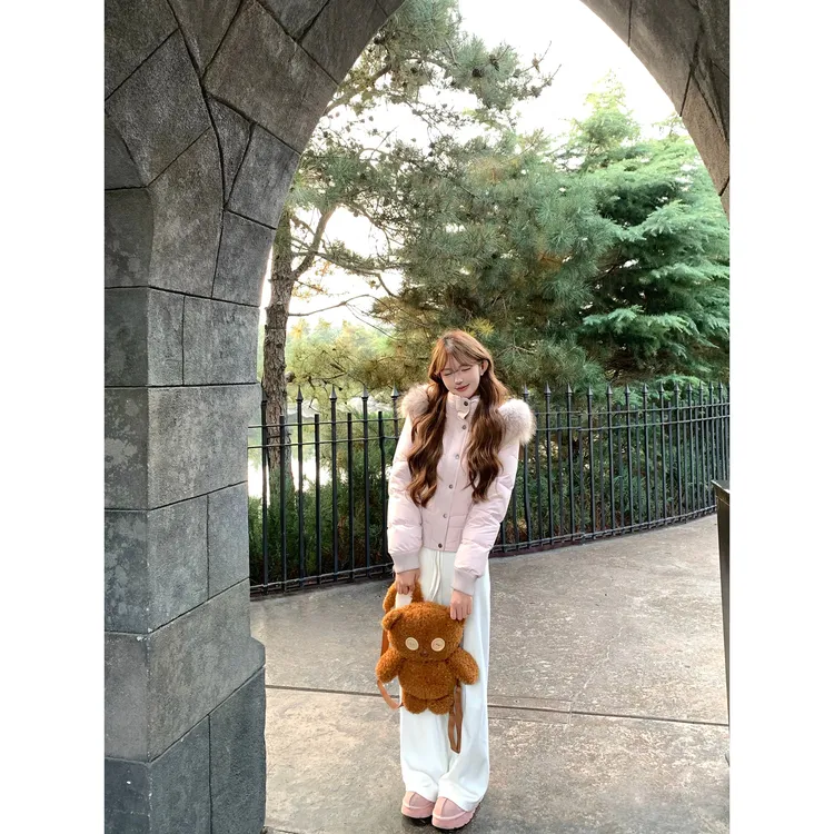 初梦POKEMENG 爱神贝拉 新国标白鸭绒显瘦内里加绒羽绒服貉子毛