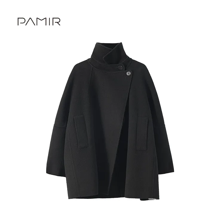 [叶可可]PAMIR秋冬女小翻领羊毛混纺短款毛呢大衣 PN014