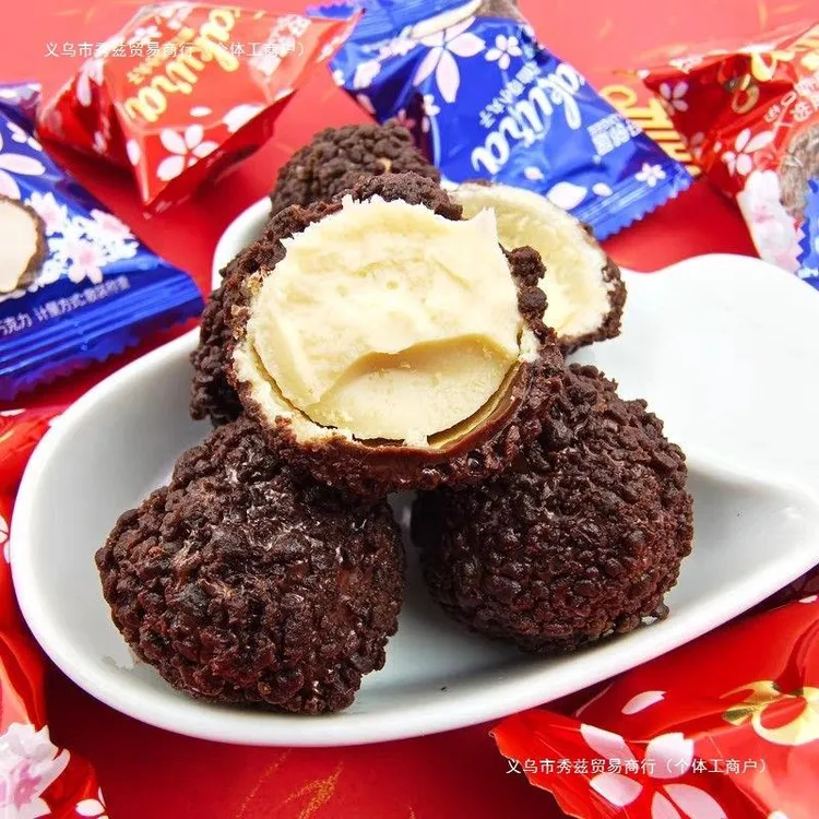 热卖巧克力爆浆曲奇小丸子结婚喜糖办公室休闲小零食儿童零食