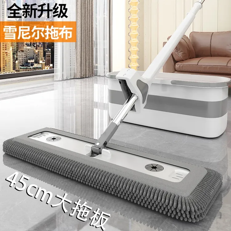 雪尼尔免手洗平板拖把加厚木地板墩布干湿两用大号拖布一拖净家用