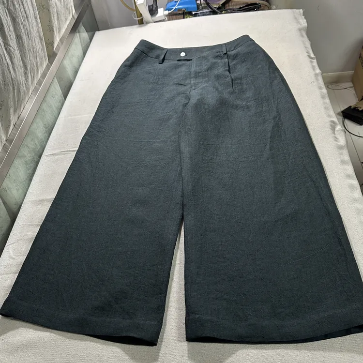 女士麻料阔腿裤、手工制作、定制款