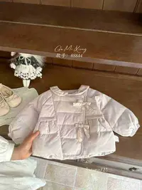 紫色蝴蝶结森系翻领女纯色羽绒服保暖韩版女童冬季