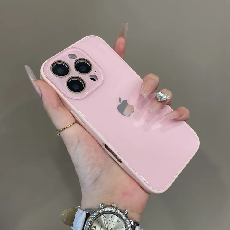 高级感ins风全包镜头玻璃适用iPhone16手机壳15pm简约14纯色13pro