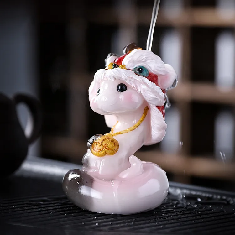 冲水变色醒狮手工茶宠摆件精品创意茶玩茶具配件茶桌高档变色茶宠