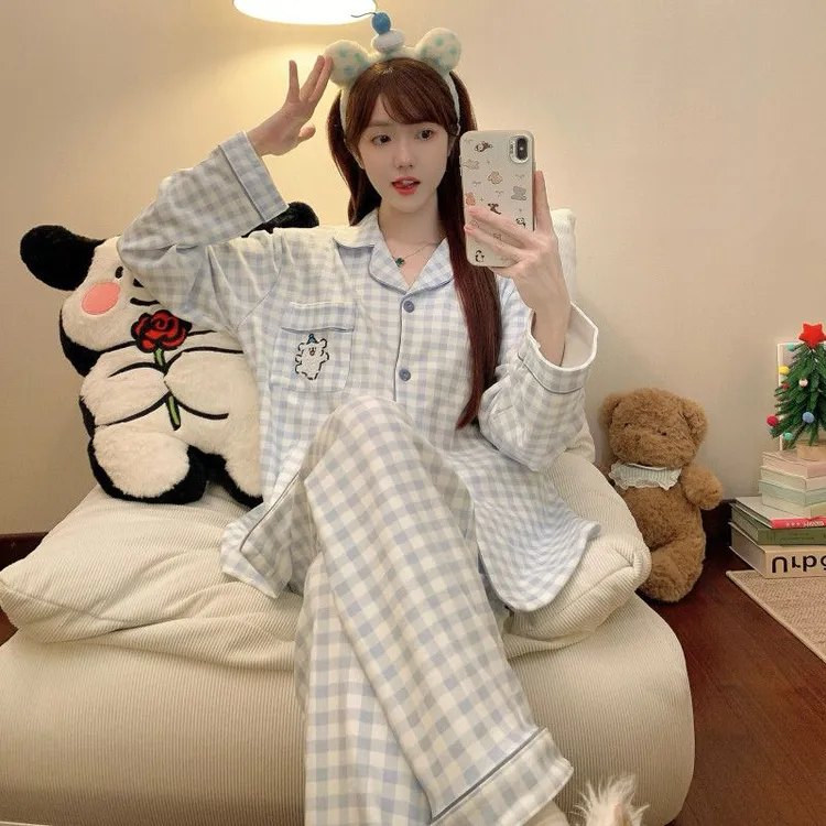 蓝格小狗德绒加绒加厚睡衣秋冬季女款爆款2025新款长袖裤家居服