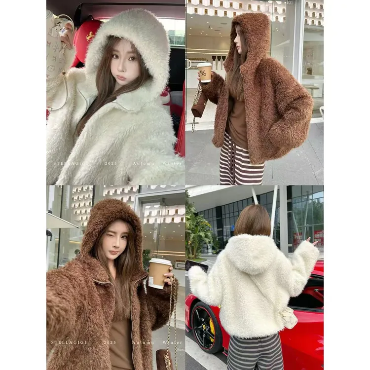 SG / 杨依姗 AW秋冬保暖下摆抽绳连帽毛毛外套WT-20252313