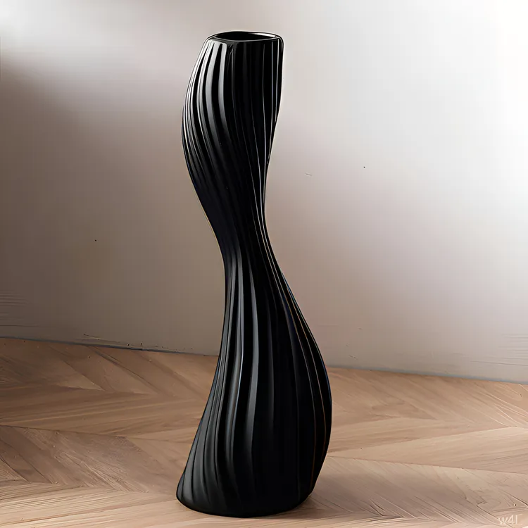 小蛮腰造型仿陶瓷花瓶北欧简约家居摆件高级感玻璃插花器绣球鲜花