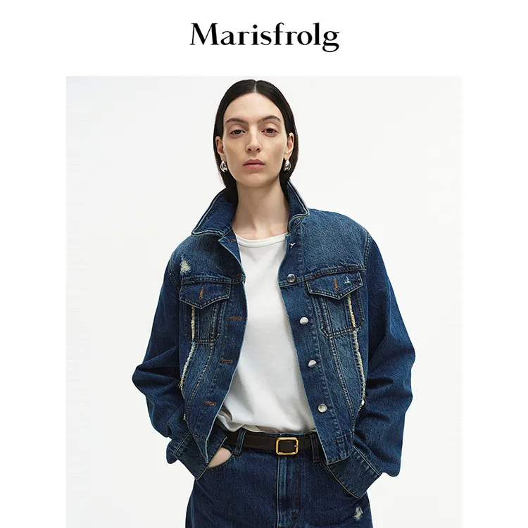 【筑感美学】Marisfrolg玛丝菲尔25秋复古流苏牛仔外套A1FZ35918