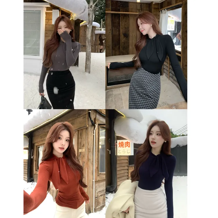 SZA【姐姐天菜】秋冬新款高级感修身内搭长袖磨毛T恤打底衫A-2397