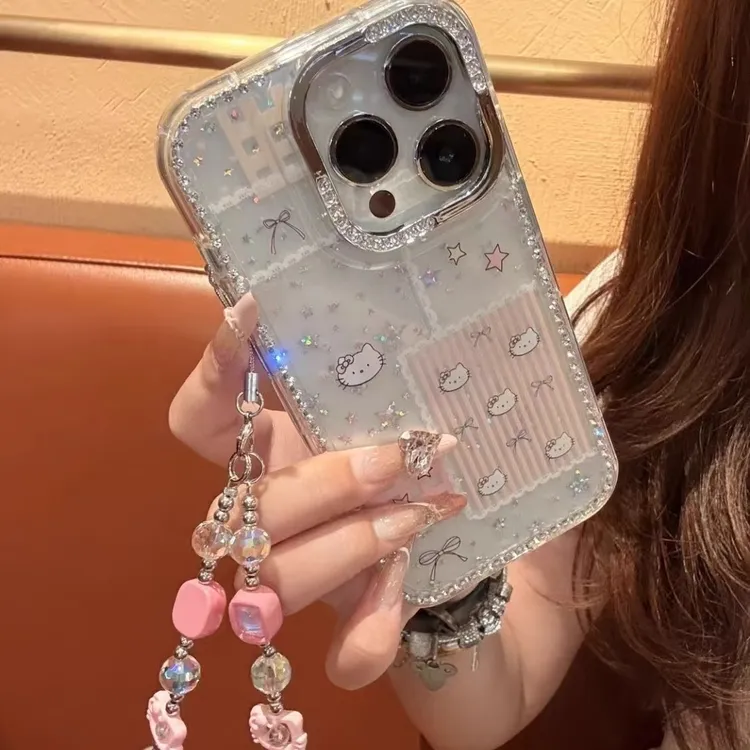 日韩高级感渐变kt猫适用iPhone15苹果14手机壳16promax少女13新款