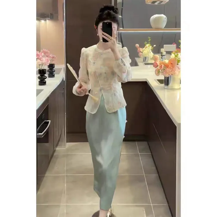 新中式国风时尚套装早春穿搭一整套2025年新款早秋上衣半身裙女装