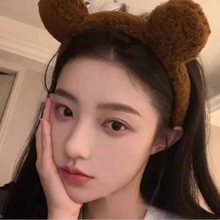 新款日韩小熊大耳朵毛绒发箍发饰女 可爱甜美高级感百搭洗脸头箍