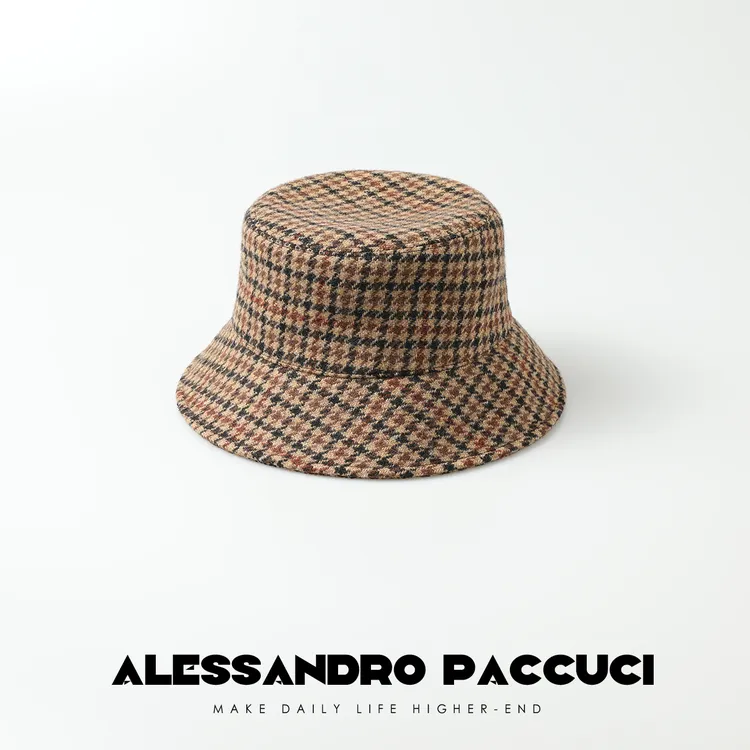 AP洛哥24838X【可调节头围】英伦羊毛千鸟格渔夫帽