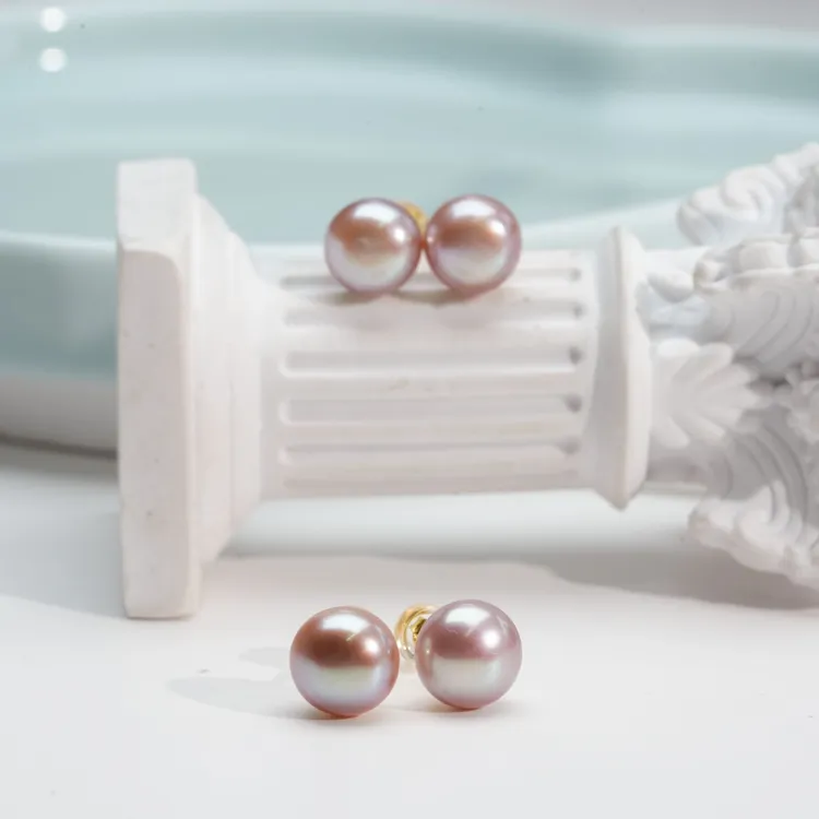 【小北严选】s925银淡水珍珠耳钉约8mm【多样性发一件】-BH27X553