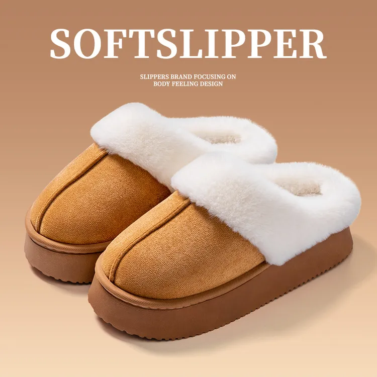 WEIYI/唯义棉拖鞋秋冬季新款室内家居厚底防滑加绒保暖棉拖鞋情侣