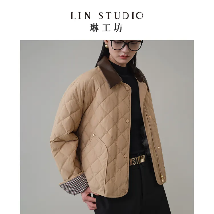 【粉丝许愿款】【白鹅绒 领子小羊皮】琳工坊“栖羽”咖色羽绒服唐琳