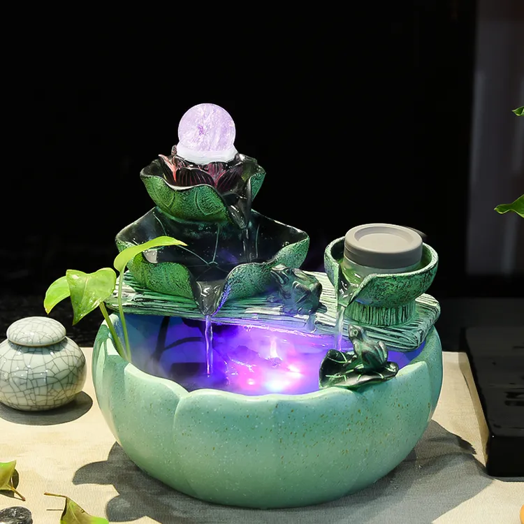 流水摆件循环水假山流水喷泉鱼缸办公室前台桌面开业礼物装饰摆件