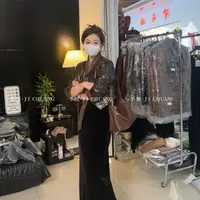 小个子飘带V领PU皮西装外套女秋冬2025新款复古休闲百搭短款夹克