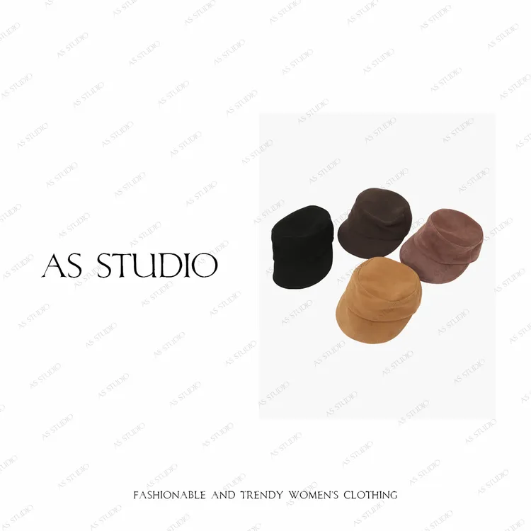 【AS骑术帽】25新秋冬百搭平顶显脸小真皮帽AS25QSP00433