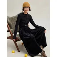 麻霖原创设计复古休闲平绒质地哑光感宽松遮肉灯笼造型九分南瓜裤