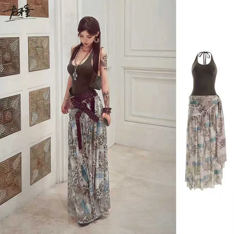 龙牙童推荐【城市豹徒】春秋欧美显瘦修身套装裙性感修身收腰连体裙