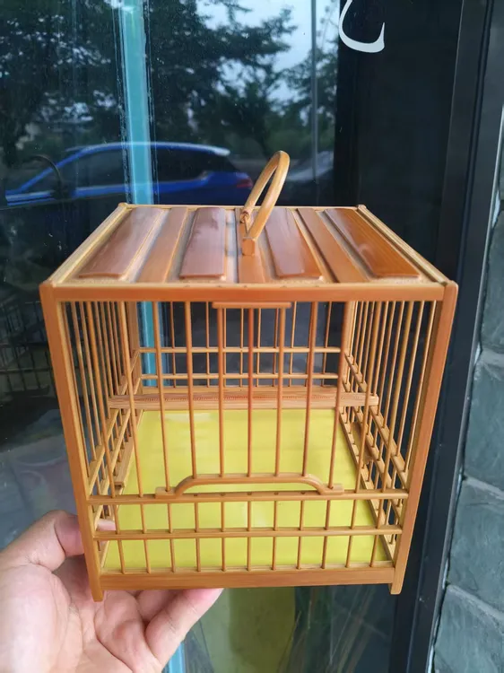 鬼工记/绣眼鸟类小号笼老竹留青遛鸟笼板笼直径约16厘米笼