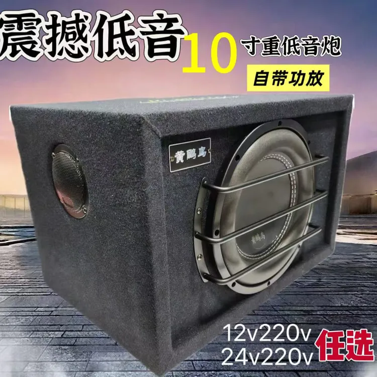 10寸汽车低音喇叭车载低音炮改装有源蓝牙家用12V24V220V音响蓝牙