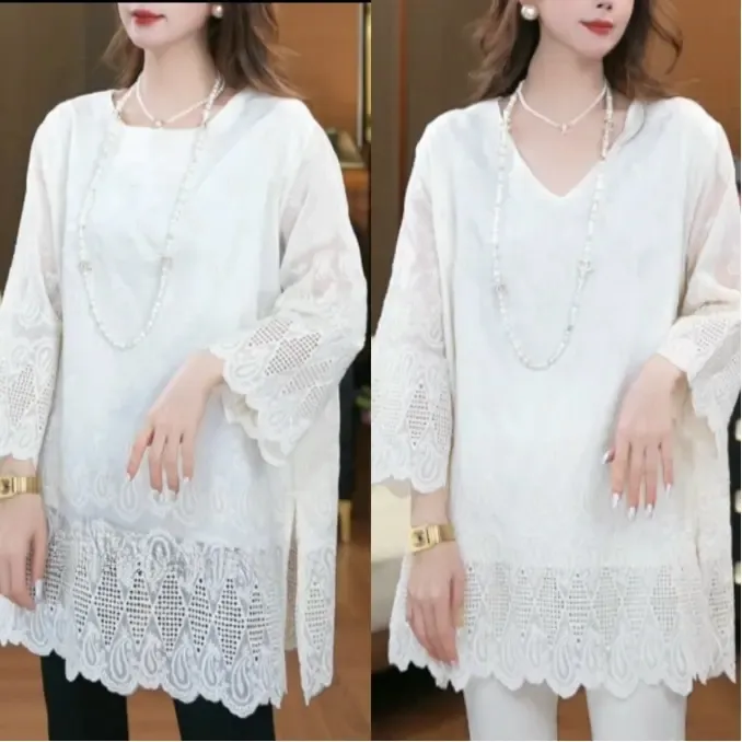 中式蕾丝镂空上衣时尚百搭夏季国风设计T恤
