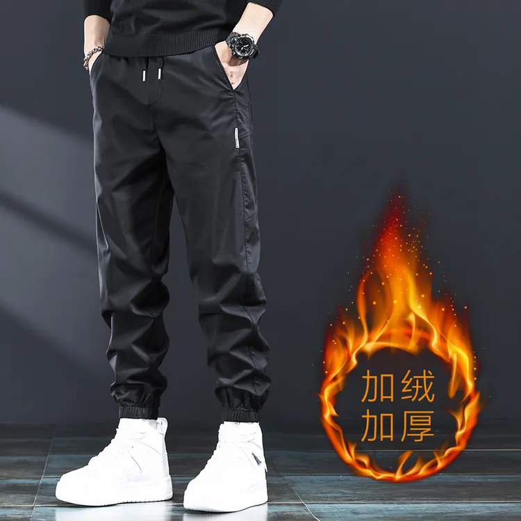 秋冬加绒高端户外冲锋速干休闲裤男宽松大码束脚哈伦时尚运动裤男