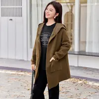 【仿貂毛针织】MsShe大码女装2025显瘦宽松连帽毛衣外套S~A2510027