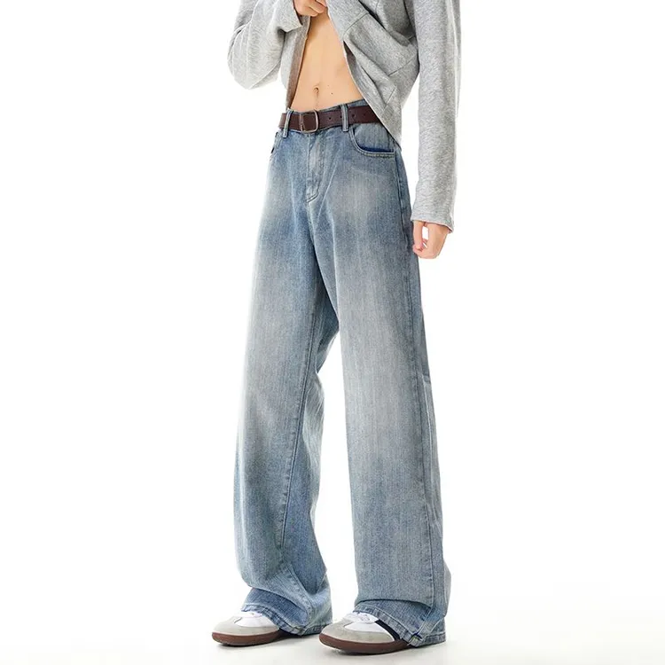 美式复古纯色水洗弯刀牛仔裤男款秋季新款潮牌窄版裤子男款秋冬款