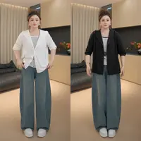 【胖佳佳】现货~软糯松弛 秋季假两件条纹拼接连帽上衣H625Z15730