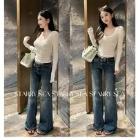 PP「神裤牛牛 」莱卡弹力下窄版直筒磨白复古感牛仔裤#PP0148KZ