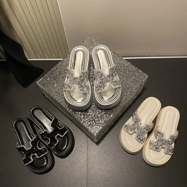 2025夏季新款简约水钻仙女风百搭气质款时尚外穿厚底舒适拖鞋-5CM